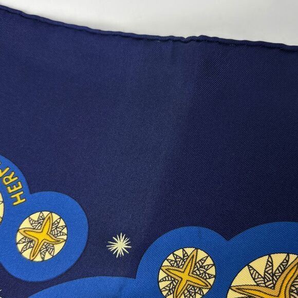 Hermes Carré 90 LE ROY Soleil Sun King Scarf Silk Navy Multicolor Women - Picture 3 of 5